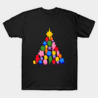 Multi Colour Christmas Tree, Star and Baubles T-Shirt